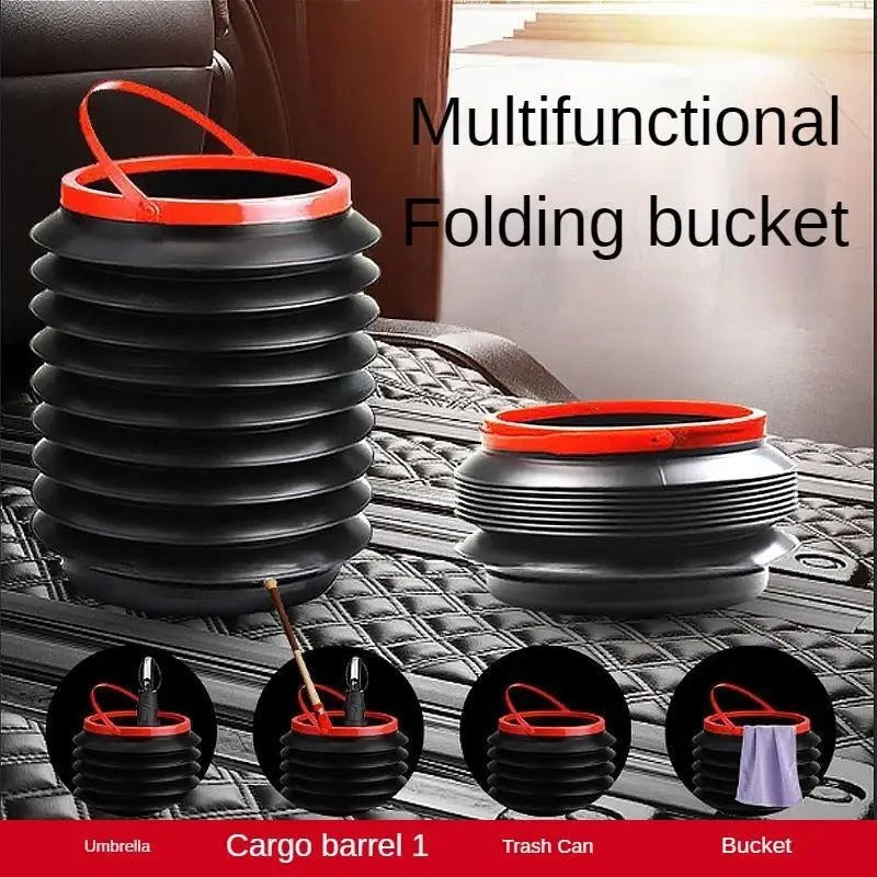 Foldable Hanging Car Trash Can & Umbrella Holder – Compact Multi-Functional Storage