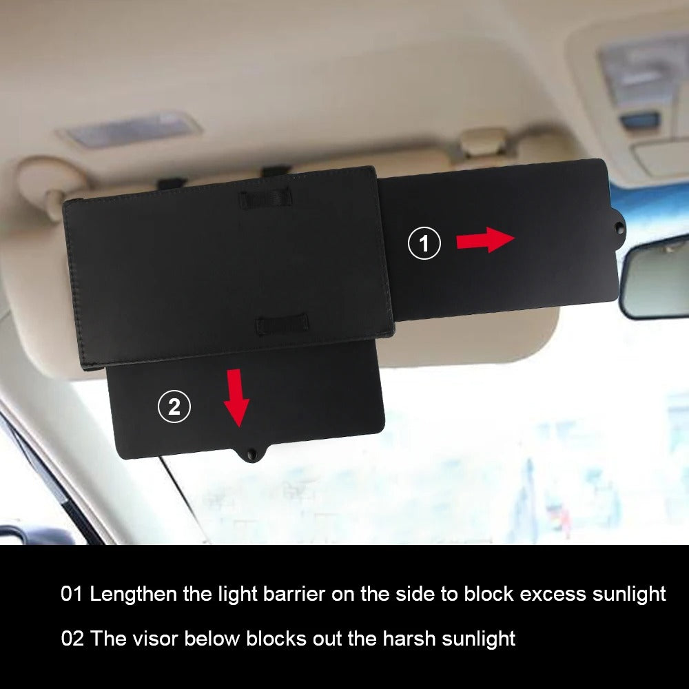 Adjustable Car Sun Visor Extender – UV-Blocking PU & PC Sunshade for Windshield & Side Windows | Anti-Glare, Easy Install, Universal Fit