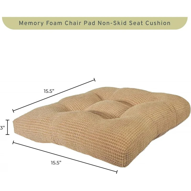 Non-Skid Foam Chair Pads – Bamboo Tan Memory Foam Seat Cushions (Set of 2)