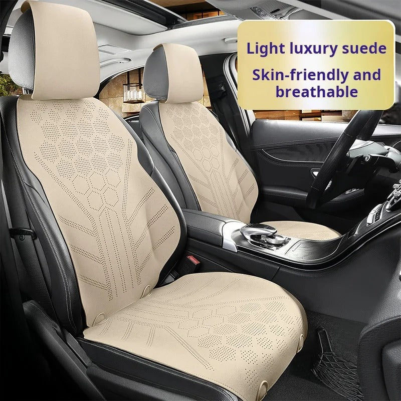 All-Season Breathable Suede Car Seat Cover - Ultra-Thin, Anti-Slip Protective Cushions for Front and Rear Seats