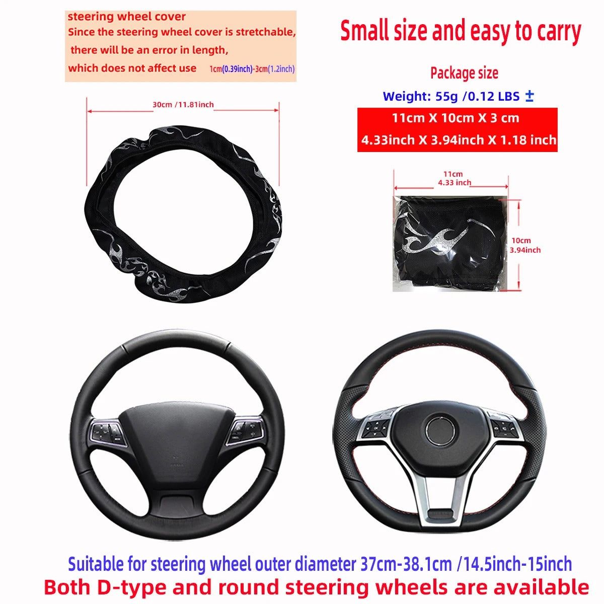 Pink & Silver Totem Cloth Steering Wheel Cover – No Inner Ring | Universal 15 Inch Fit | Stylish Car Interior for Men & Women