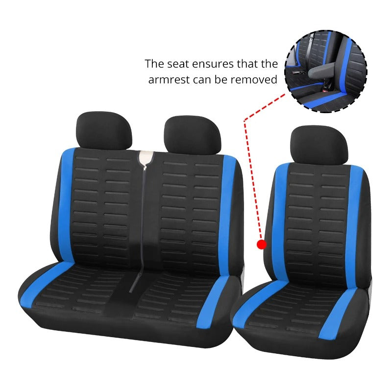 Universal 2+1 Car Seat Covers for Transporters and Vans - Stylish Tire Track Design