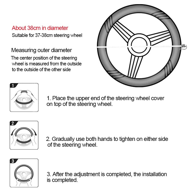 Universal 37-38cm Faux Leather Car Steering Wheel Cover - Breathable Interior Auto Accessory