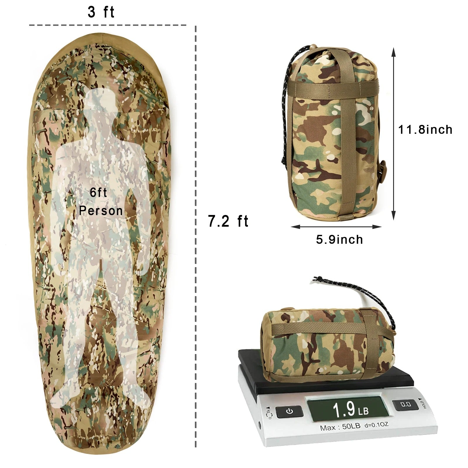 Military Army Modular Sleeping Bag Cover Sack – Multicam & Woodland Camo