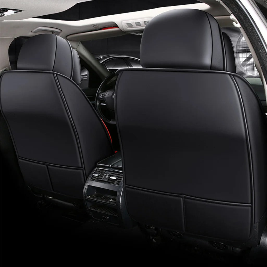 Black PU Leather Car Seat Covers – Waterproof, Non-Slip, Comfortable Front 2 Seat Cushion for Cars 01