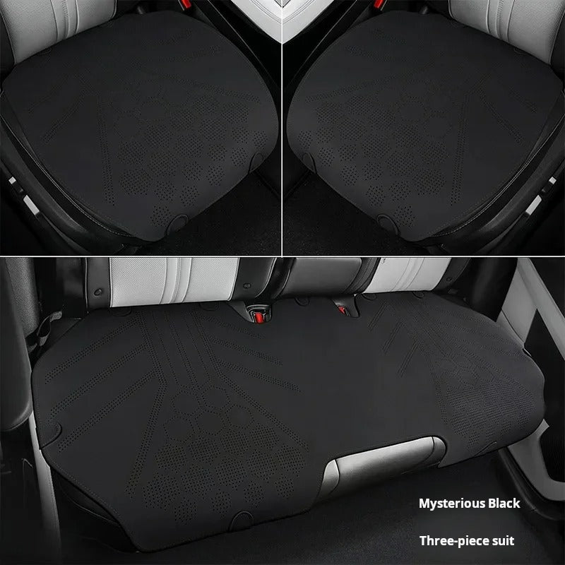 All-Season Breathable Suede Car Seat Cover - Ultra-Thin, Anti-Slip Protective Cushions for Front and Rear Seats