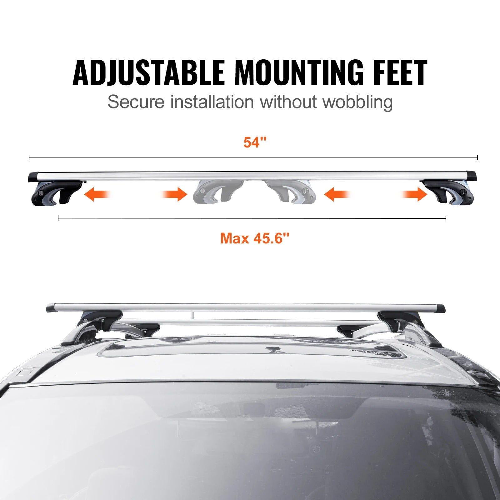 Adjustable Aluminum Roof Rack Crossbar - 200 lbs Load Capacity for Baggage, Bikes, and Luggage Carrier