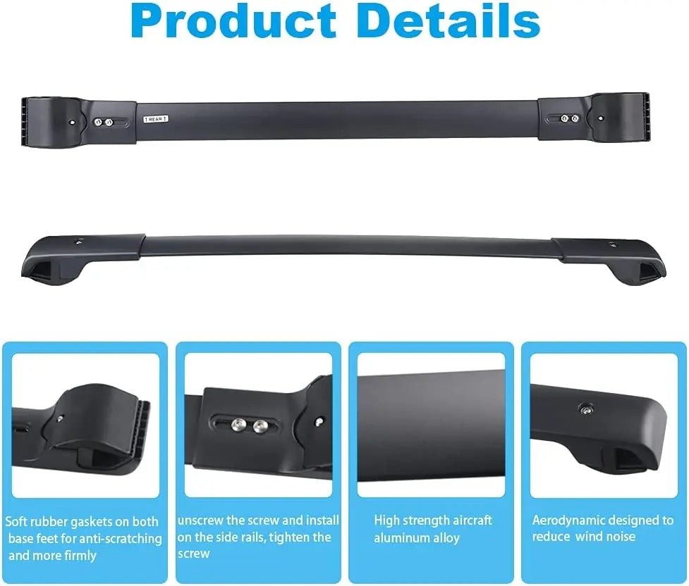 Adjustable Aluminum Roof Rack Crossbars - Fits Subaru Forester, Crosstrek, and Impreza (2012-2021) - Delicate Leather  