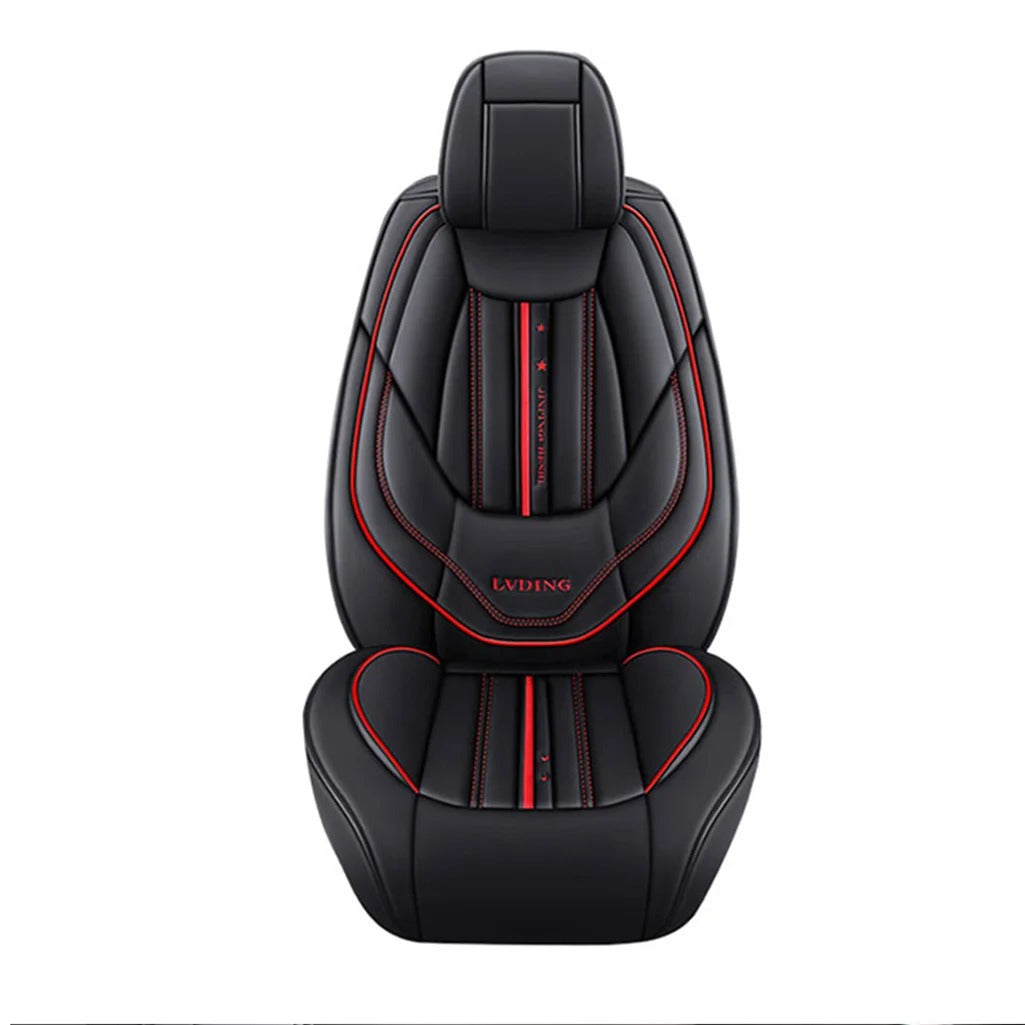 Black PU Leather Car Seat Covers – Waterproof, Non-Slip, Comfortable Front 2 Seat Cushion for Cars 01