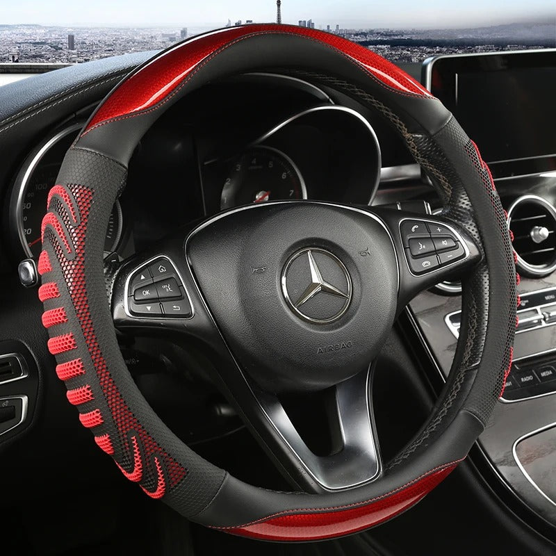 3D Honeycomb Leather Steering Wheel Cover – Anti-Slip, Universal Fit for 14.5–15 Inch Wheels | Durable & Breathable Design