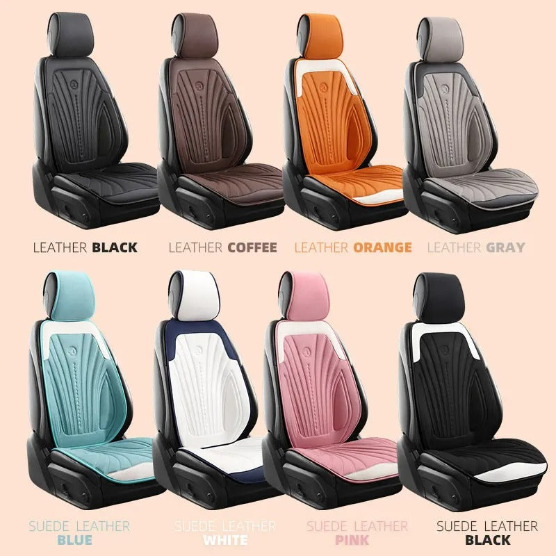 Universal Pink and White Car Seat Cover - Breathable Leather Protector Mat with Anti-Slip Design