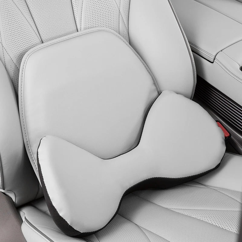 Car Neck Pillow & Lumbar Support – Leather Headrest & Waist Cushion for Ultimate Comfort