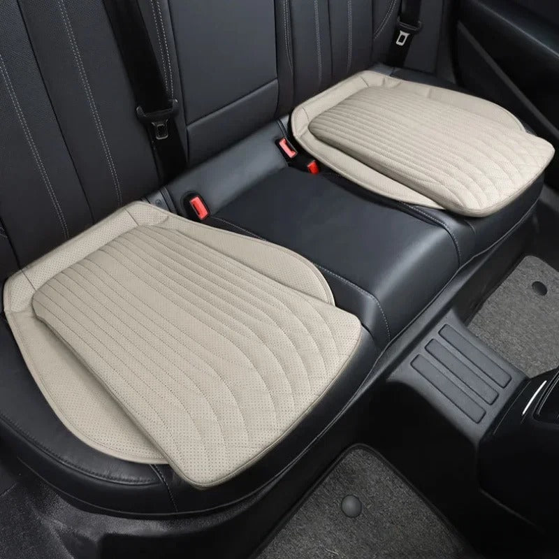 Luxury Leather Car Seat Cushion – Breathable, Non-Slip Support Pad for Universal Fit