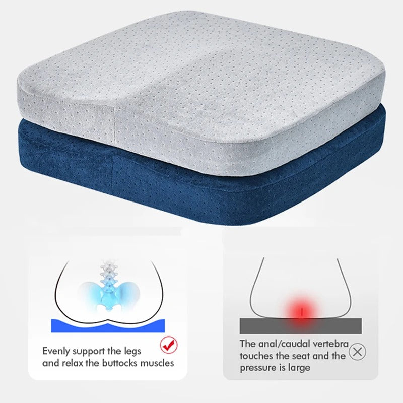 Ergonomic Memory Foam Office and Car Cushion – Anti-Hemorrhoid Chair Pillow for Comfortable Sitting