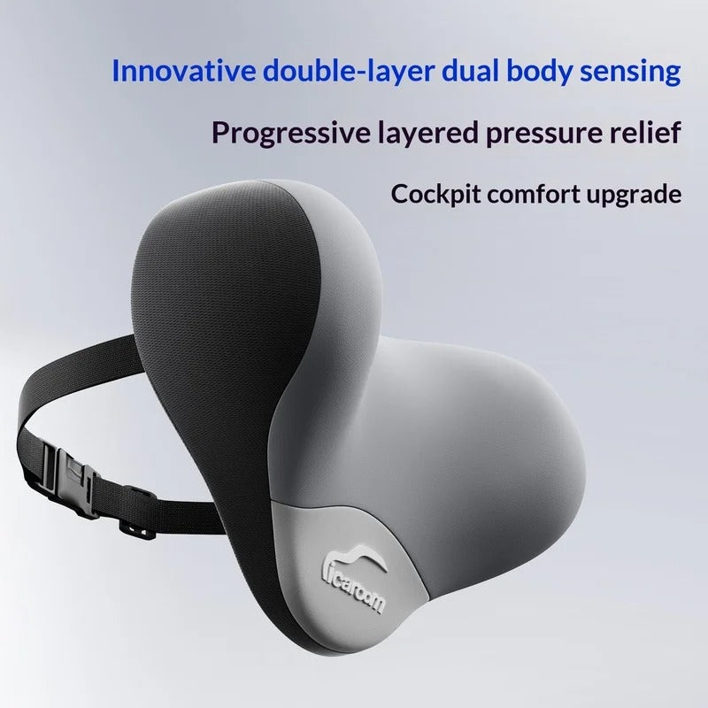 Memory Foam Car Neck & Lumbar Support Pillow – Dual-Use Travel Cushion for Comfortable Driving - Delicate Leather