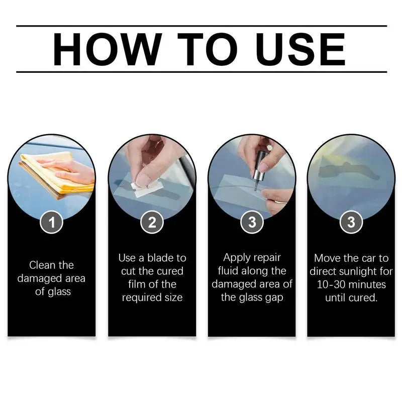 Cracked Windshield Repair Kit 3ml - Quick-Fix Glass Scratch & Damage Repair Glue for Cars and Mirrors