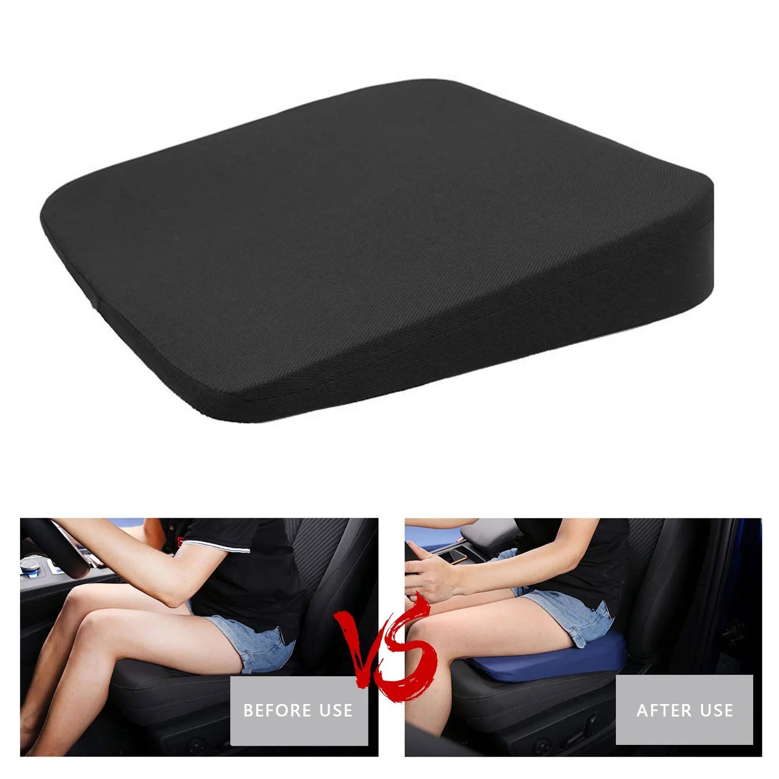 Car Seat Heightening Cushion – Ergonomic Thickened Driver Seat Cushion for Comfort and Improved View