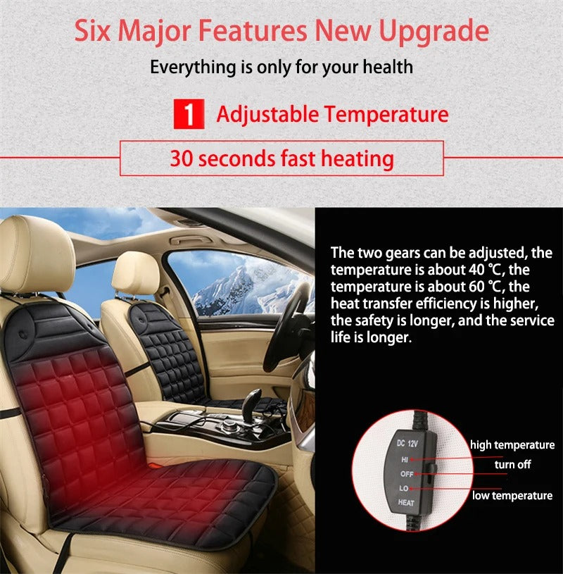 12V Car Heated Seat Cushion - Winter Heating Pad for One Seat