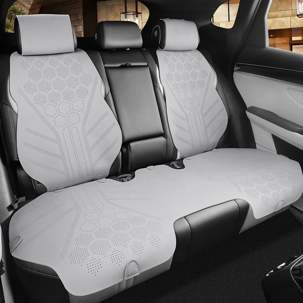 All-Season Breathable Suede Car Seat Cover - Ultra-Thin, Anti-Slip Protective Cushions for Front and Rear Seats