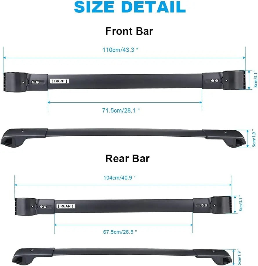 Adjustable Aluminum Roof Rack Crossbars - Fits Subaru Forester, Crosstrek, and Impreza (2012-2021) - Delicate Leather  