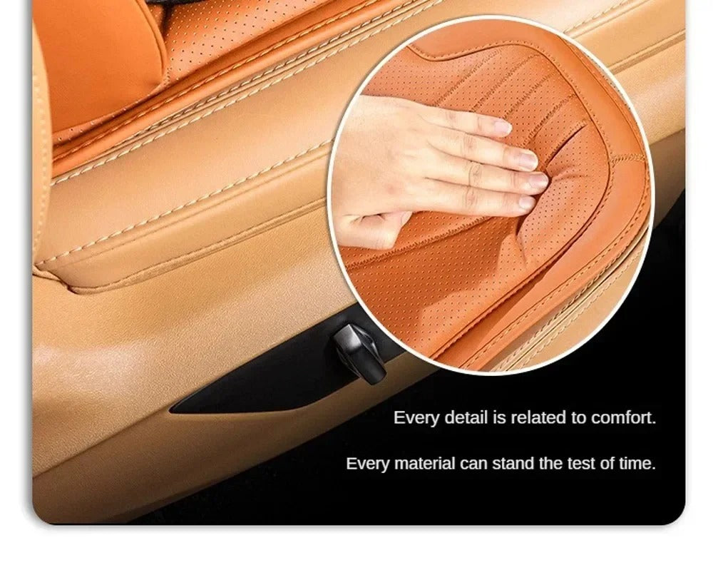 Nappa Leather Car Cushion Set – Universal Seat, Back, and Waist Cushions for All-Season Comfort