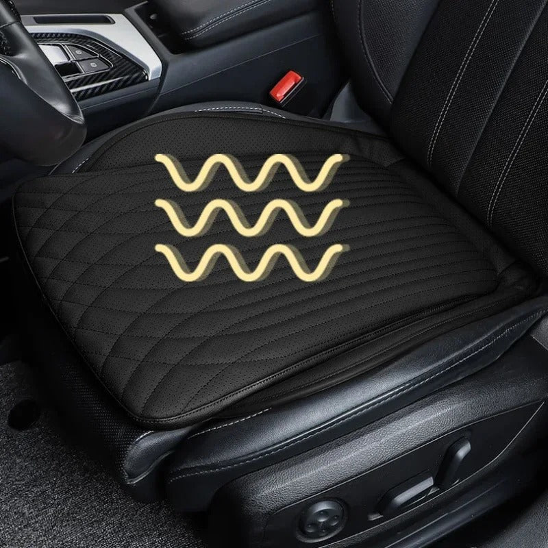 Luxury Leather Car Seat Cushion – Breathable, Non-Slip Support Pad for Universal Fit