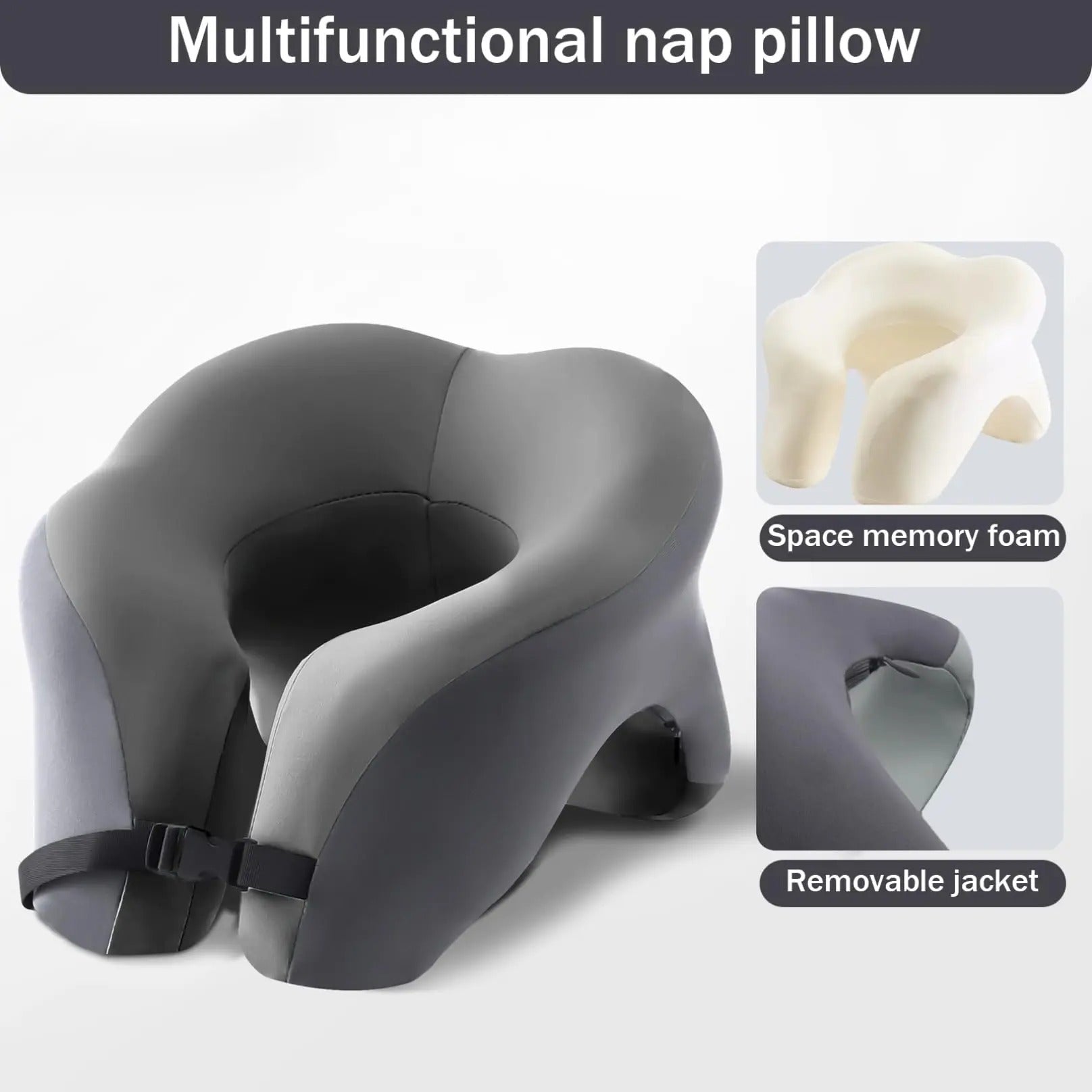 2-in-1 Travel Face Down Pillow with Cooling Gel – Memory Foam Face Pillow for Arm Support and Lunch Break Relaxation