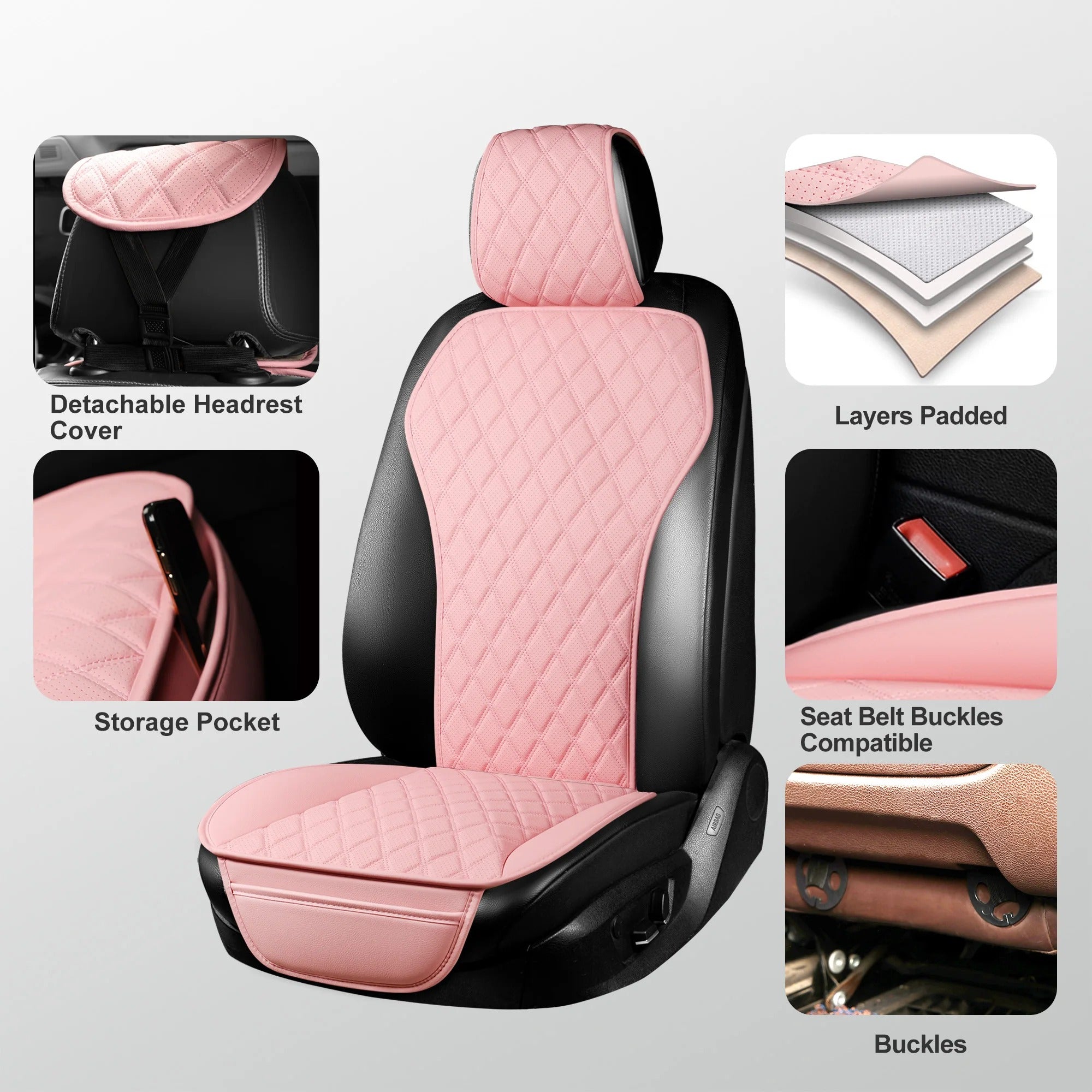 PU Leather Car Cushion Set – Double Stitched, All-Season Comfort, Gift For Mother's Day 2025