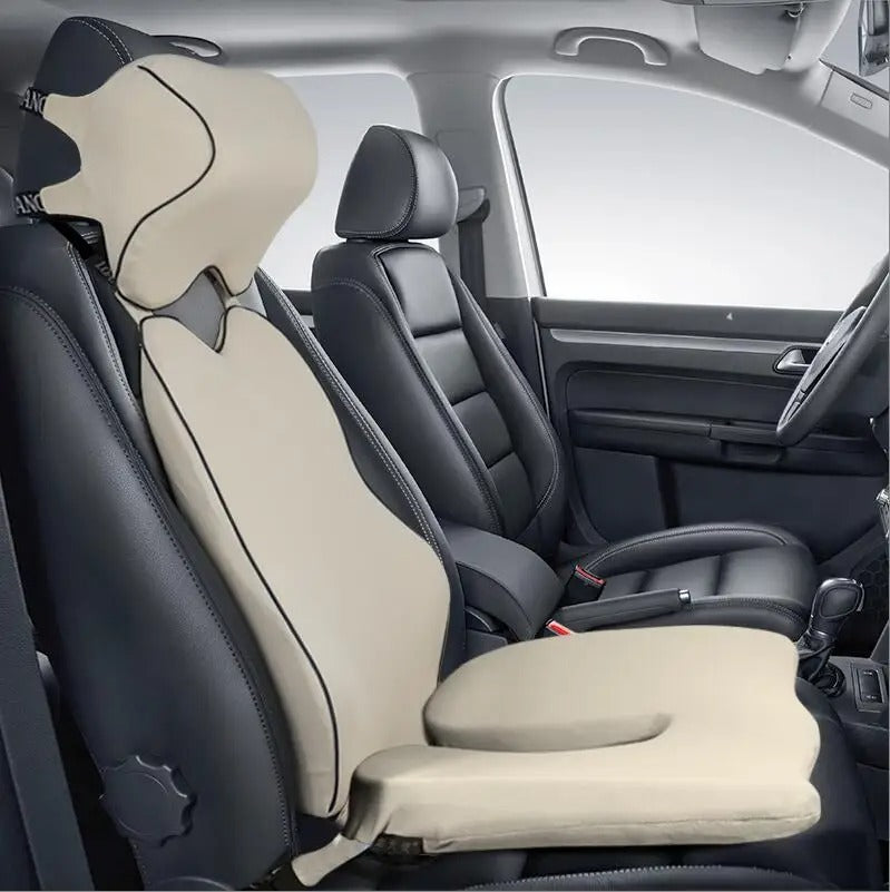 Memory Foam Car Cushion Set – Lumbar Support & Seat Cushion for Driving, Office, and Home