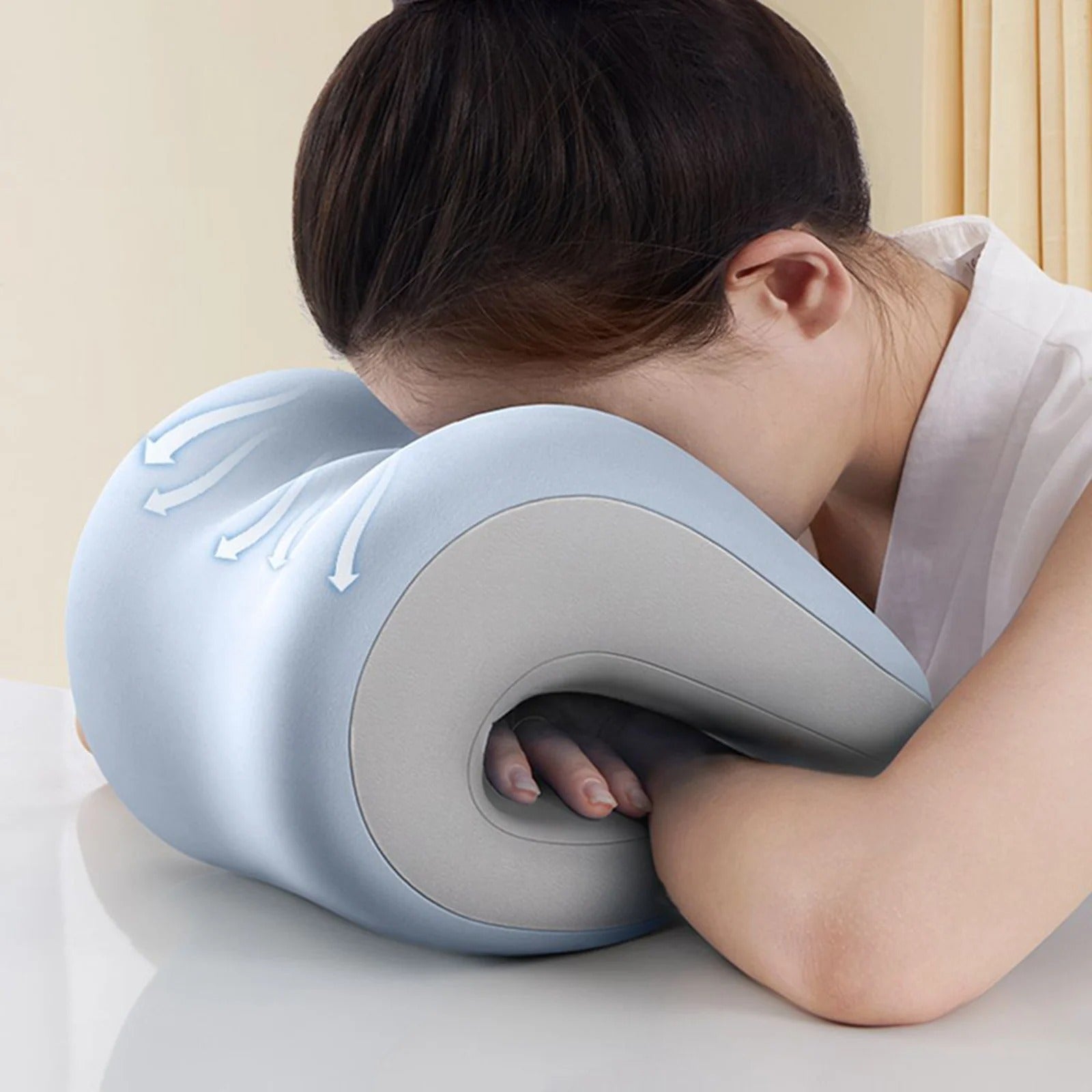 Memory Foam Neck Support Pillow – Non-Slip Headrest and Napping Pillow for Adults and Students