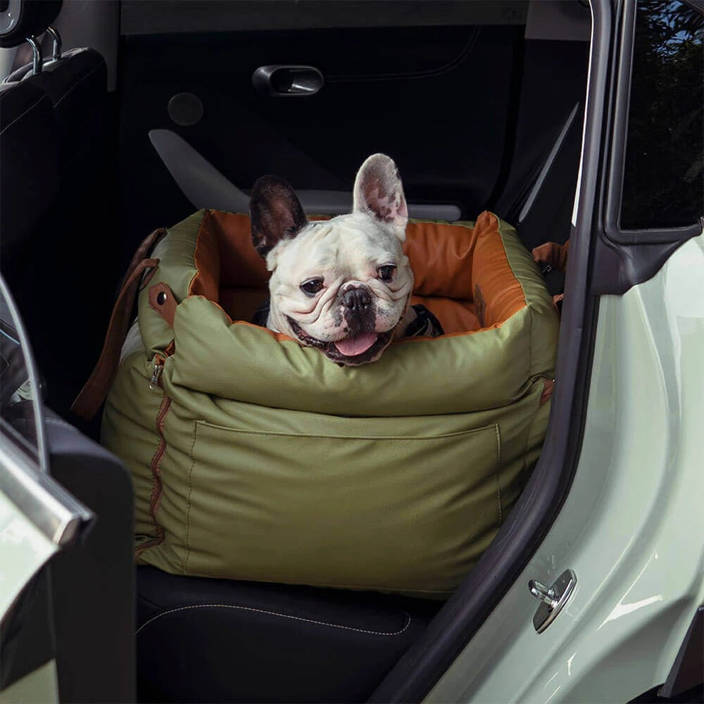 Luxury Faux Leather Pet Car Seat - Booster Bed for Dogs & Cats