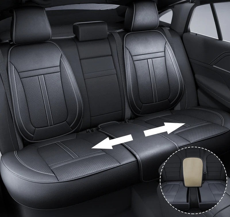 Full Set Nappa Leather Car Seat Covers – Waterproof, Universal Fit with Surround Bottom Design | Luxury Seat Protector for Cars, SUVs, Pickups