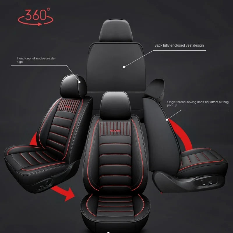 5D Car Seat Covers for Car - Premium PU Leather Universal Fit for 5-Seat Cars, SUVs, and Trucks