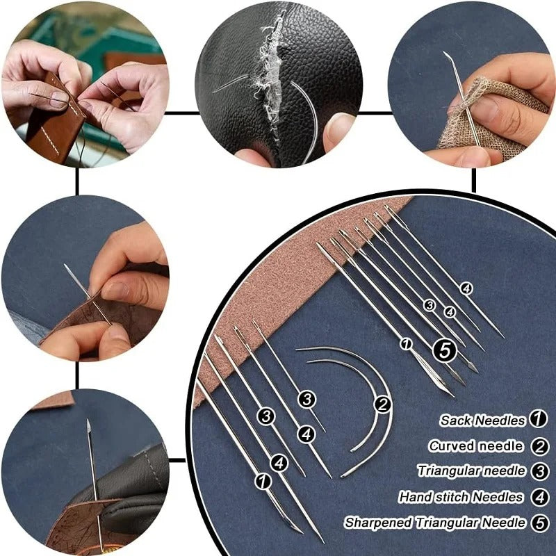 Leather Tools Kit with Waxed Thread, Hole Puncher, and Carving Knife - Perfect for DIY Handmade Leather Crafts - Delicate Leather  