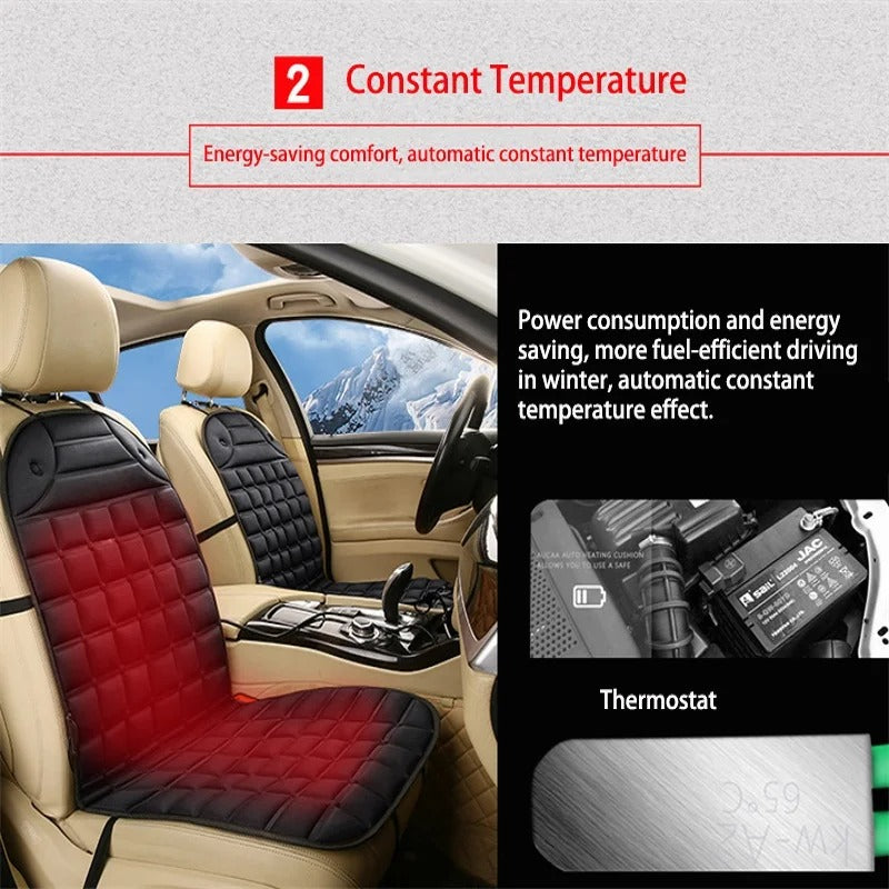 12V Car Heated Seat Cushion - Winter Heating Pad for One Seat