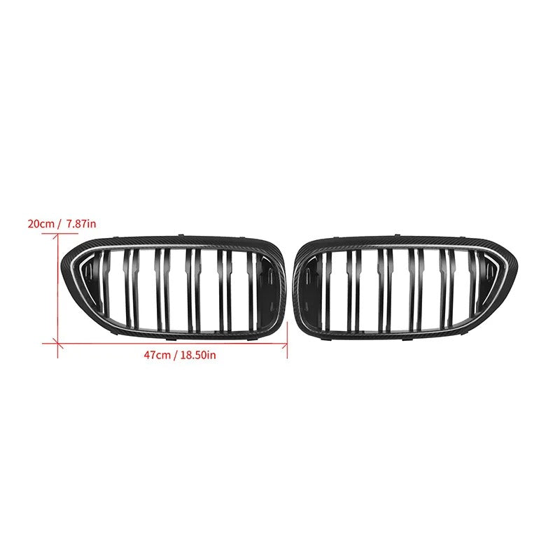 Real Carbon Fiber 2-Slat Front Kidney Grille for BMW 5 Series G30/G31 & F90 M5 (2017-2019 Pre-LCI)