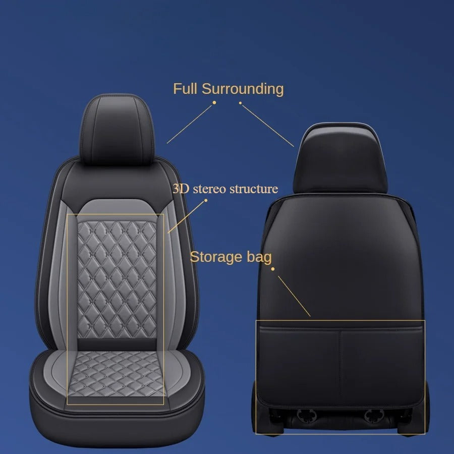 Full Set PU Leather Car Seat Covers - 3D Wrap-Around Design, Breathable and Comfortable for 5-Seater Cars