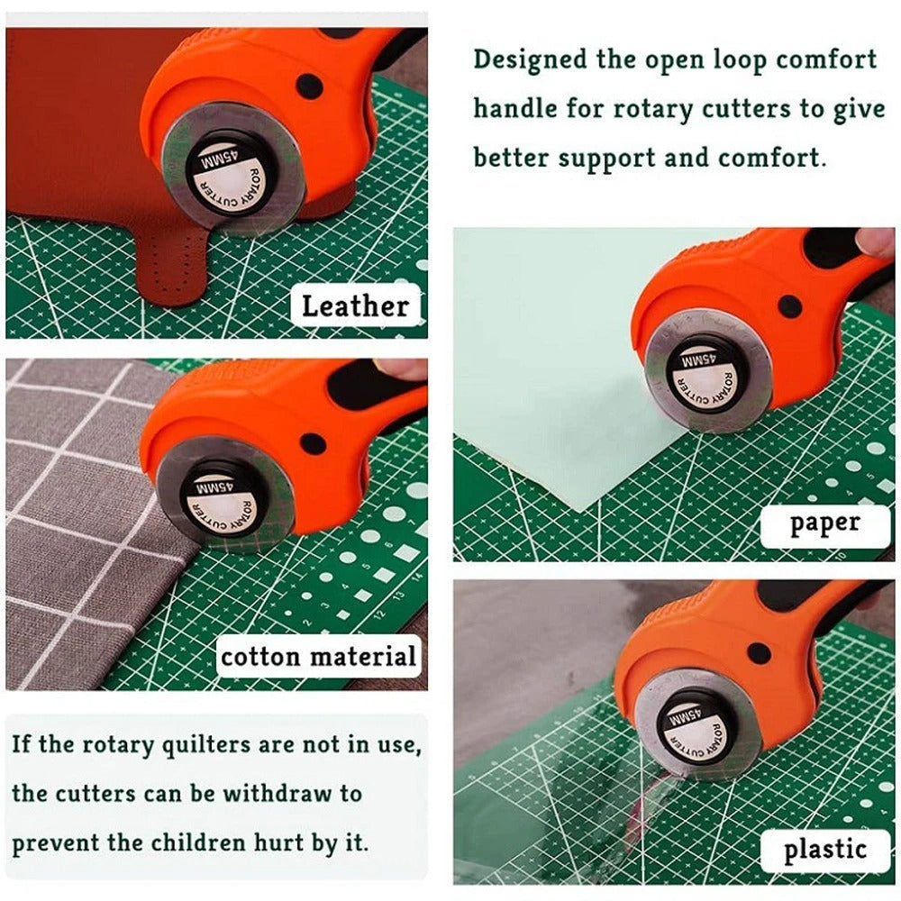 45mm Professional Rotary Cutter for Leather, Fabric, and Craft Projects