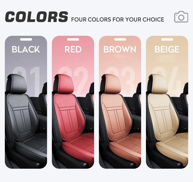 Full Set Nappa Leather Car Seat Covers – Waterproof, Universal Fit with Surround Bottom Design | Luxury Seat Protector for Cars, SUVs, Pickups