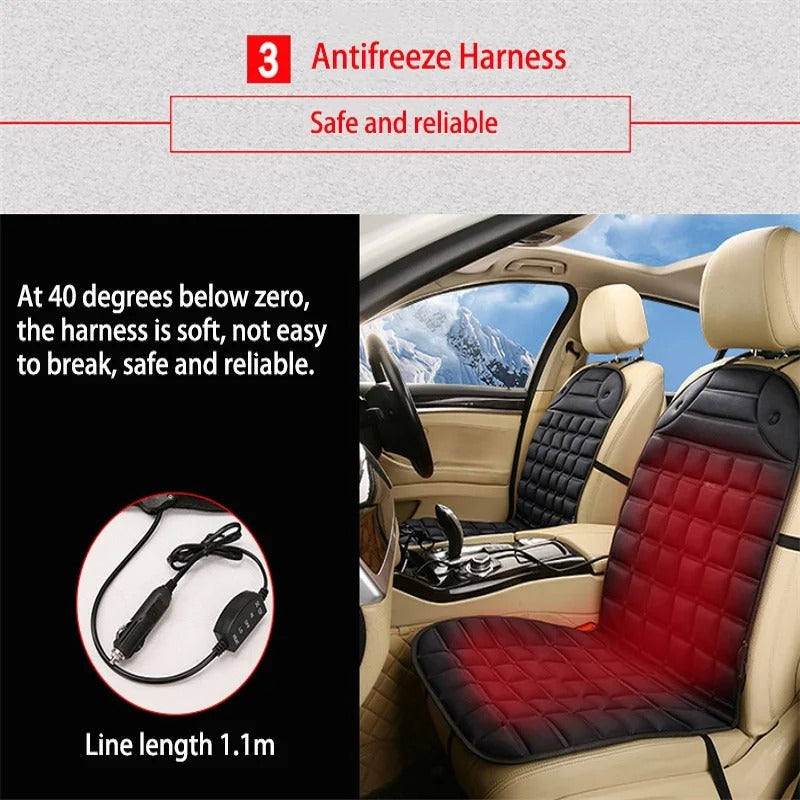 12V Car Heated Seat Cushion - Winter Heating Pad for One Seat