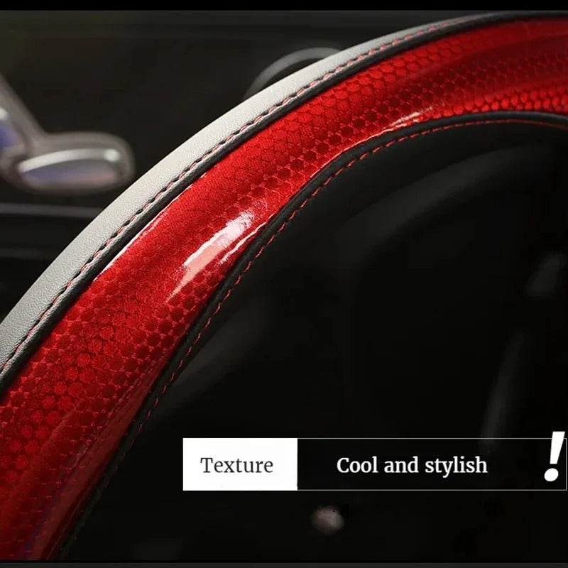 3D Honeycomb Leather Steering Wheel Cover – Anti-Slip, Universal Fit for 14.5–15 Inch Wheels | Durable & Breathable Design