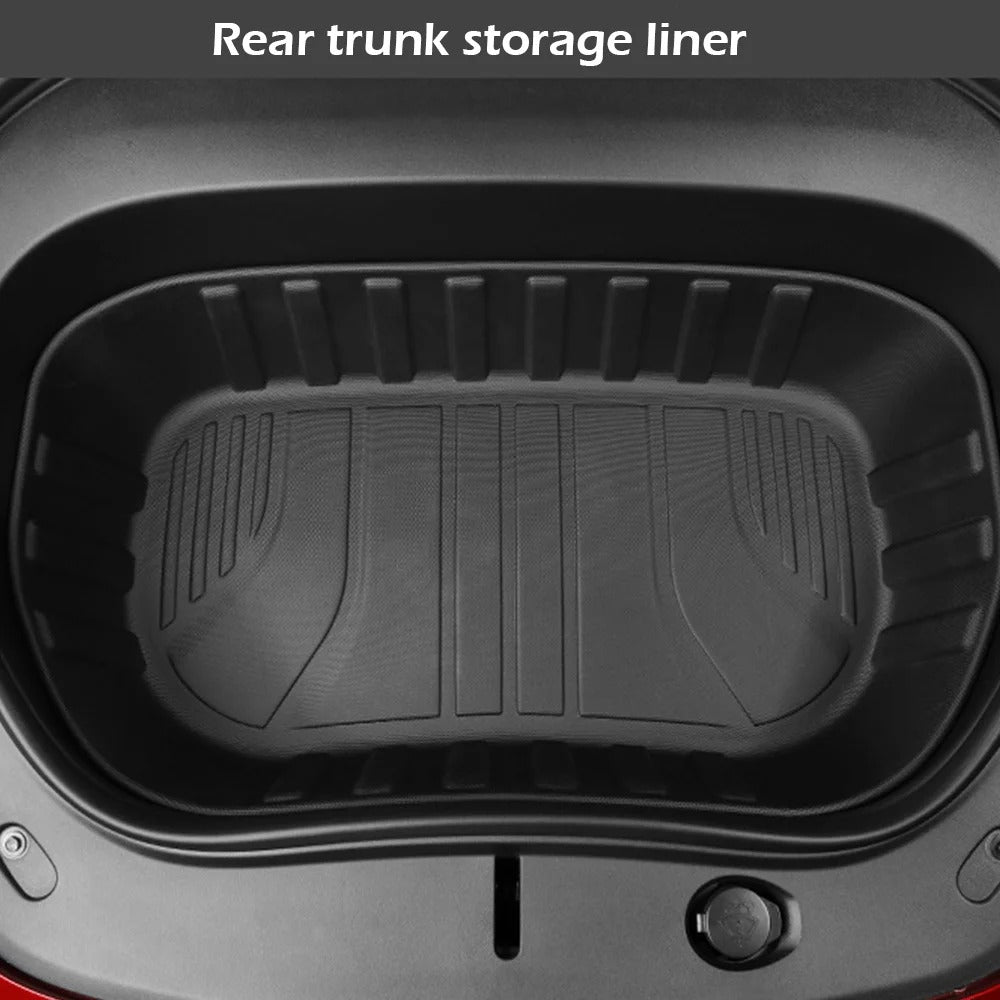 All-Inclusive TPE Floor Mats for Tesla Model 3 Highland 2024 - All-Weather Rear Trunk Storage Mat, Anti-Slip Pads, Waterproof Accessories