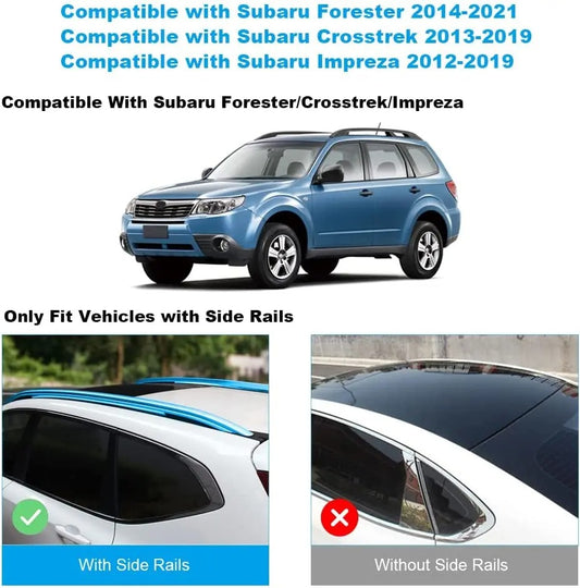 Adjustable Aluminum Roof Rack Crossbars - Fits Subaru Forester, Crosstrek, and Impreza (2012-2021) - Delicate Leather