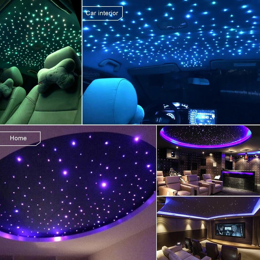 16W Twinkle RGBW Fiber Optic Star Ceiling Lights Kit - Smart App & Sound Control LED Engine for Car Starry Sky Effect