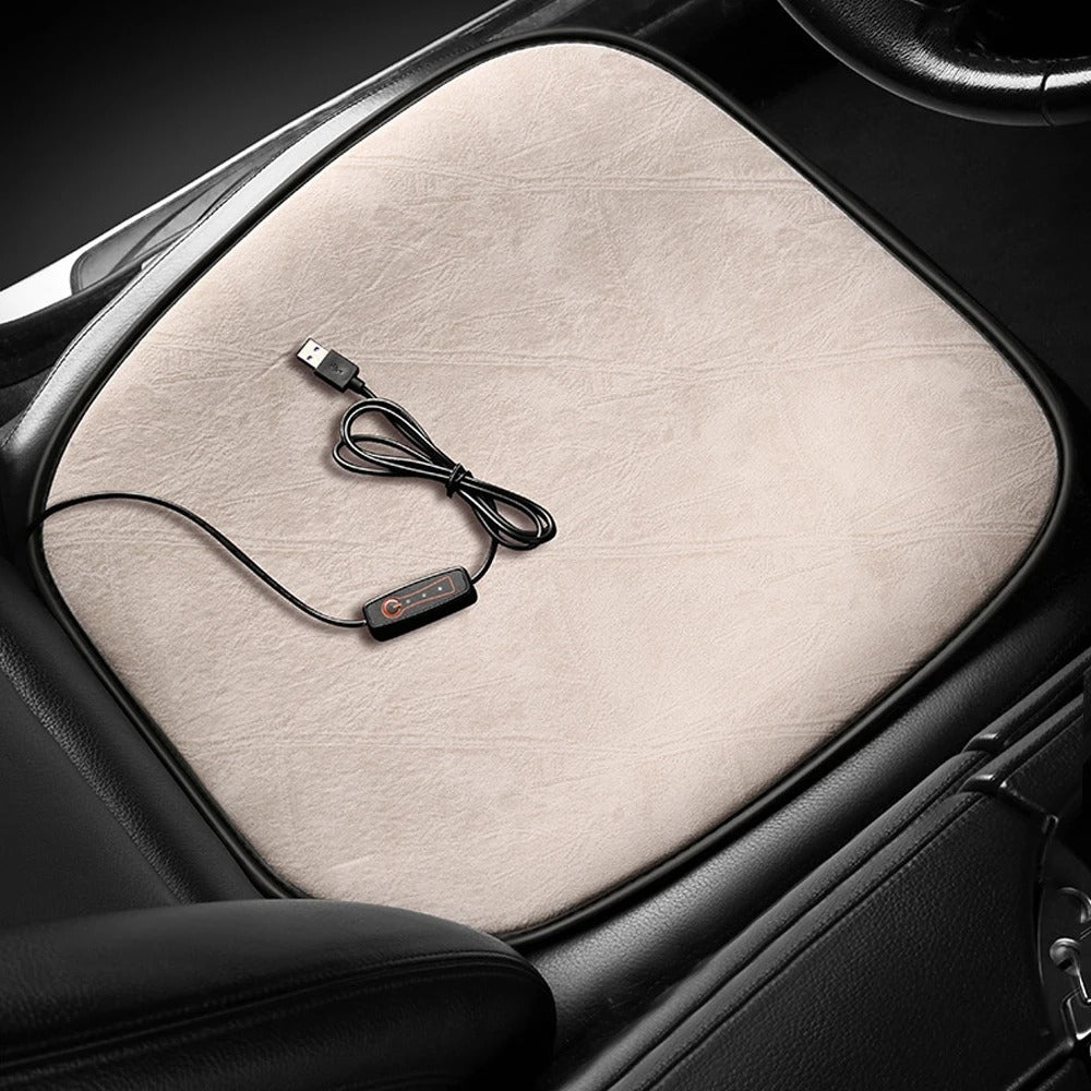 Universal USB Heated Car Seat Cushion – Winter Warm Plush Pad for Ultimate Comfort