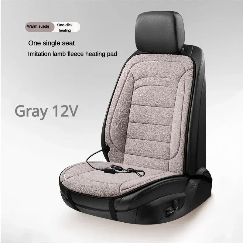 12V Heated Car Seat Cover - Winter Warmer Cushion with Cigarette Lighter Interface for Universal Fit