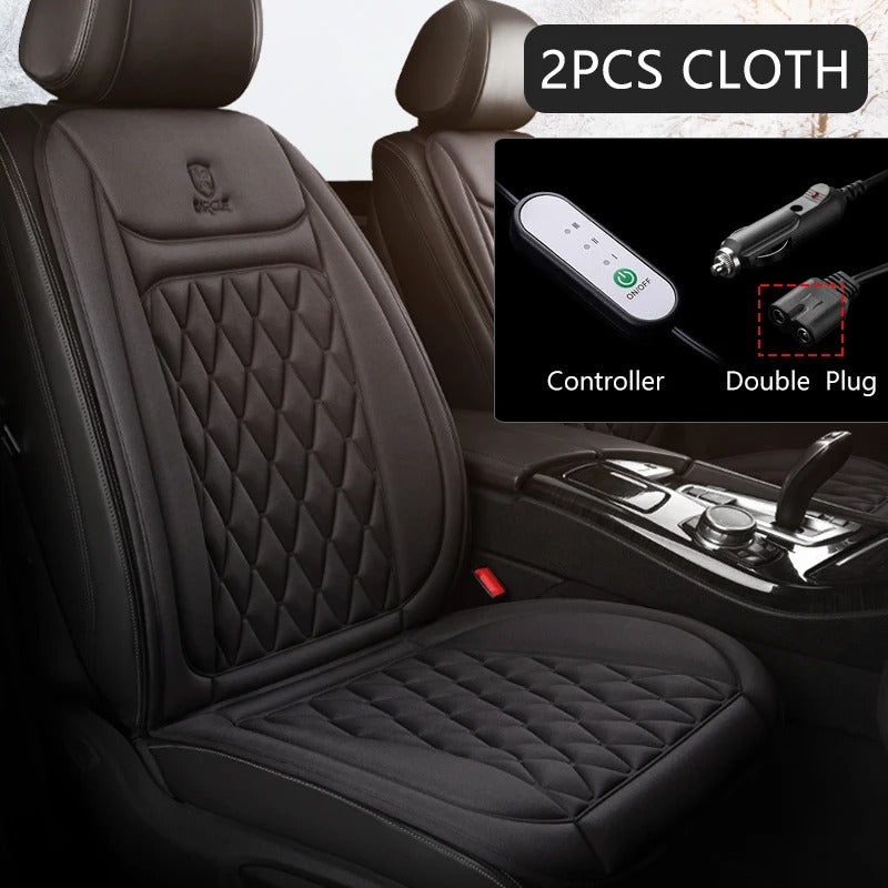 Universal 12V Heated Car Seat Cushion – Flannel/Cloth Winter Warmer with Adjustable Modes