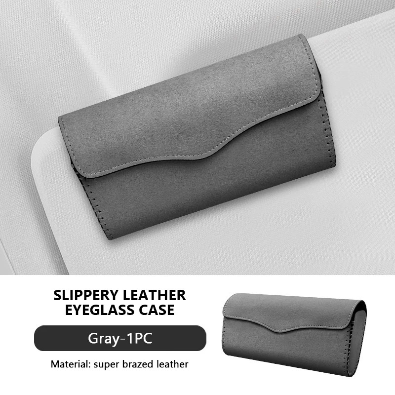 Suede Car Glasses Holder for Sun Visor – Magnetic Sunglasses Storage Case with Double Clip | Eyewear Organizer Box