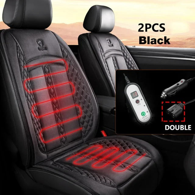 12V/24V Flannel Heated Car Seat Cover - Extra Long, Winter Electric Heating Cushion for Universal Fit