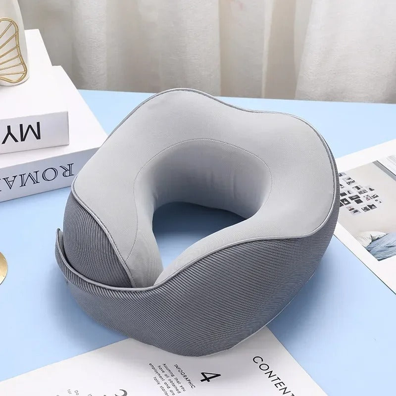 Portable U-Shaped Memory Cotton Travel Pillow – Disassemblable, Washable, and Magnetic Buckle Design - Delicate Leather  
